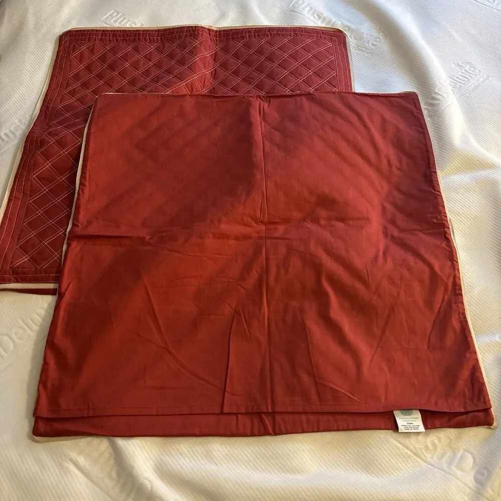 Martha Stewart Collection Set of 2 Diamond Stitch Burnt Orange Quilted Euro Sham